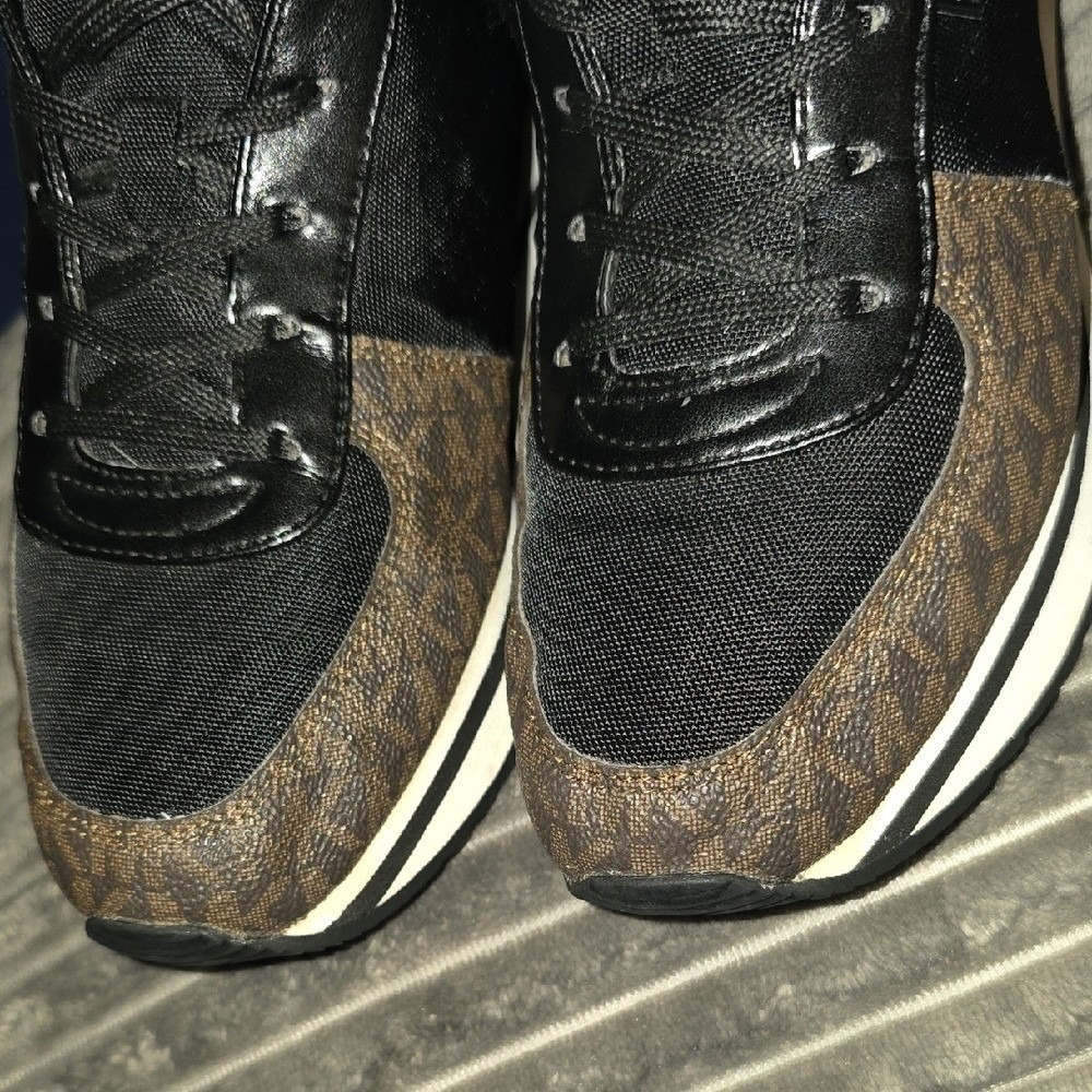 Michael Kors Black and Brown Logo Accent Sneakers - Picture 6 of 6